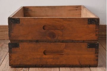 アンティーク雑貨　昭和レトロ　シンプルなデザインの木箱2箱セット(1)