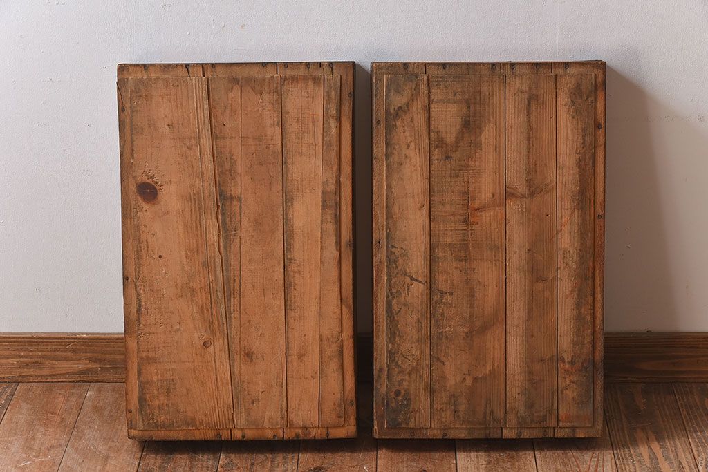 アンティーク雑貨　昭和レトロ　シンプルなデザインの木箱2箱セット(1)