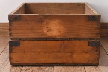 アンティーク雑貨　昭和レトロ　シンプルなデザインの木箱2箱セット(2)