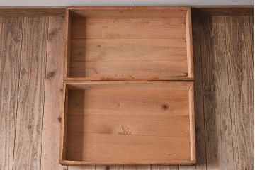 アンティーク雑貨　昭和レトロ　シンプルなデザインの木箱2箱セット(3)