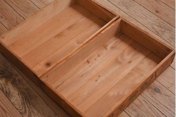 アンティーク雑貨　昭和レトロ　シンプルなデザインの木箱2箱セット(3)