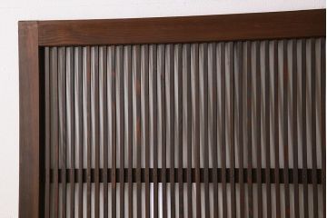 アンティーク　裏ガラス入り　モールガラス帯の格子戸4枚セット