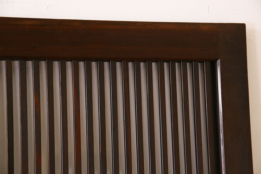 アンティーク　裏ガラス入り　モールガラス帯の格子戸4枚セット