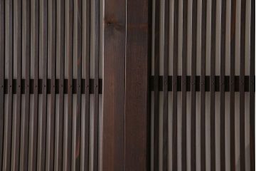 アンティーク　裏ガラス入り　モールガラス帯の格子戸4枚セット