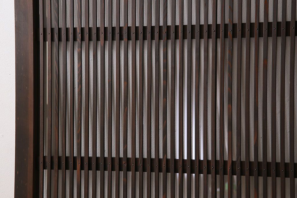 アンティーク　裏ガラス入り　モールガラス帯の格子戸4枚セット