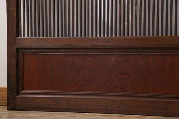 アンティーク　裏ガラス入り　モールガラス帯の格子戸4枚セット