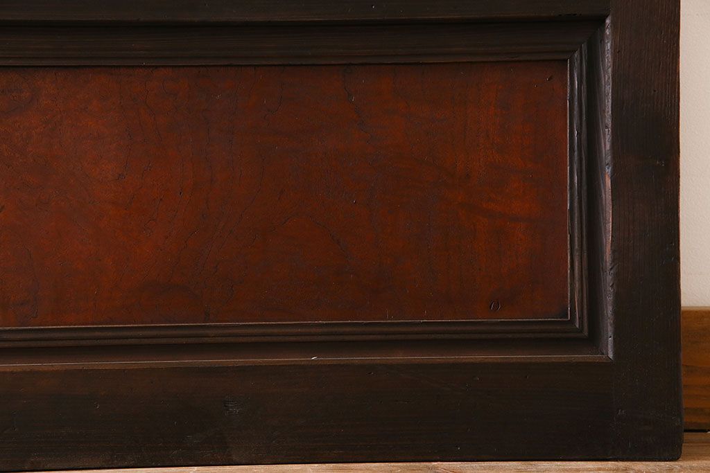 アンティーク　裏ガラス入り　モールガラス帯の格子戸4枚セット