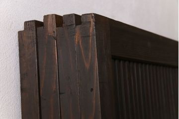 アンティーク　裏ガラス入り　モールガラス帯の格子戸4枚セット