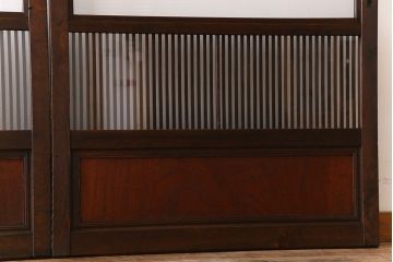 アンティーク　裏ガラス入り　モールガラス帯の格子戸4枚セット