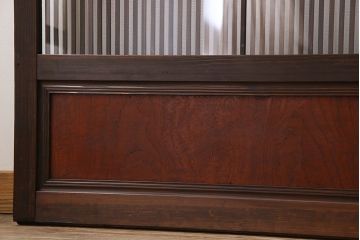 アンティーク　裏ガラス入り　モールガラス帯の格子戸4枚セット