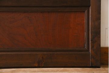 アンティーク　裏ガラス入り　モールガラス帯の格子戸4枚セット