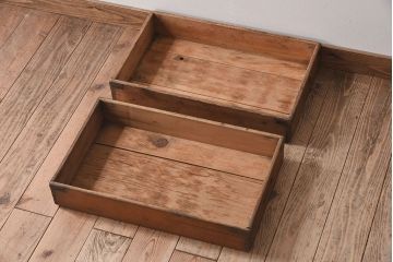 アンティーク雑貨　シンプルなデザイン　昭和レトロなアンティーク木箱2箱セット(1)