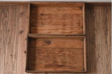 アンティーク雑貨　シンプルなデザイン　昭和レトロなアンティーク木箱2箱セット(1)