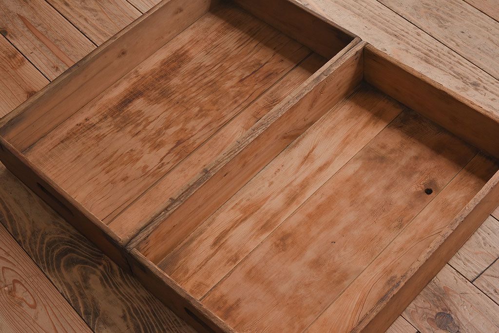 アンティーク雑貨　シンプルなデザイン　昭和レトロなアンティーク木箱2箱セット(1)