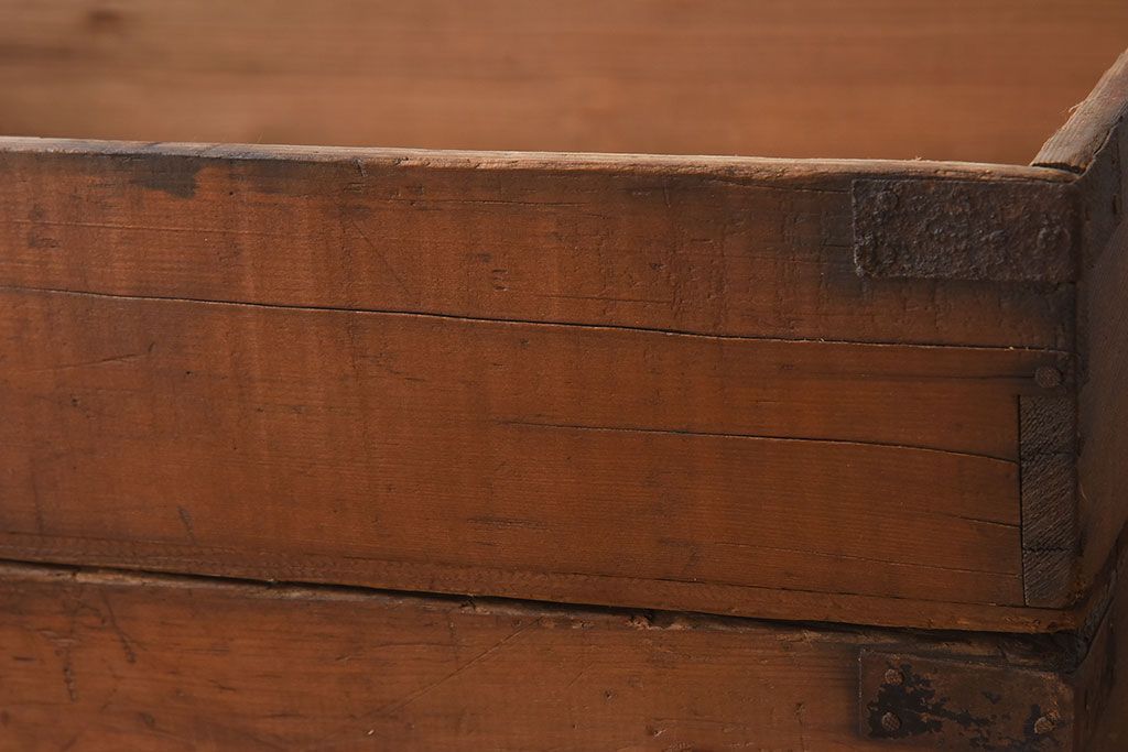 アンティーク雑貨　シンプルなデザイン　昭和レトロなアンティーク木箱2箱セット(1)