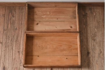 アンティーク雑貨　シンプルなデザイン　昭和レトロなアンティーク木箱2箱セット(2)