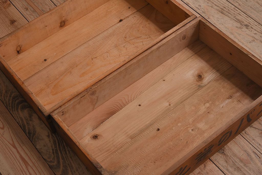 アンティーク雑貨　シンプルなデザイン　昭和レトロなアンティーク木箱2箱セット(2)