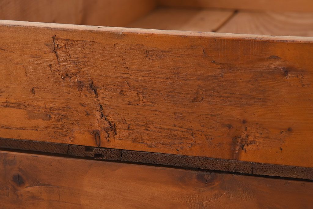 アンティーク雑貨　シンプルなデザイン　昭和レトロなアンティーク木箱2箱セット(2)