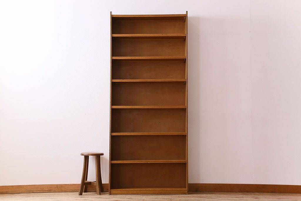 レトロ家具　昭和レトロ　背の高いシンプルなアンティーク本棚(飾り棚・シェルフ)