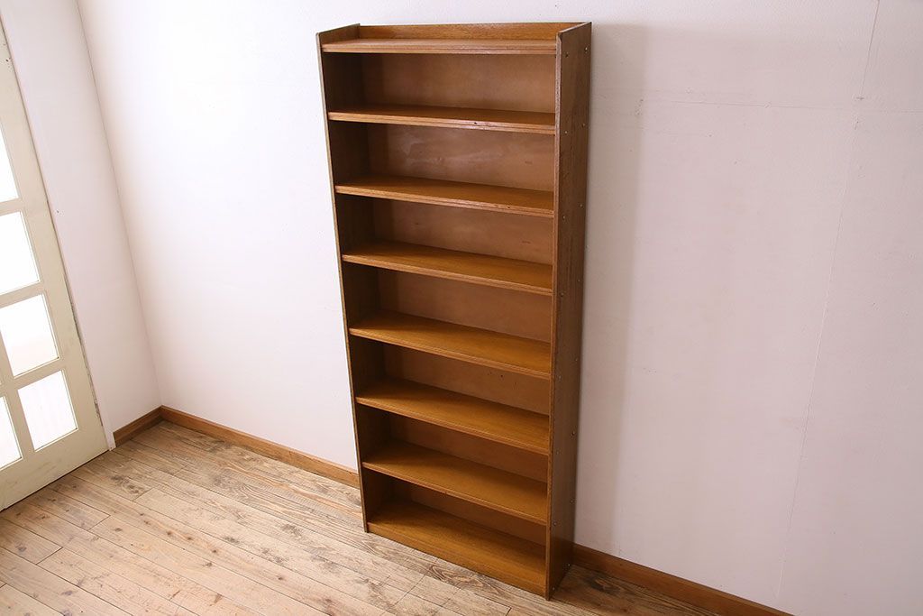 レトロ家具　昭和レトロ　背の高いシンプルなアンティーク本棚(飾り棚・シェルフ)