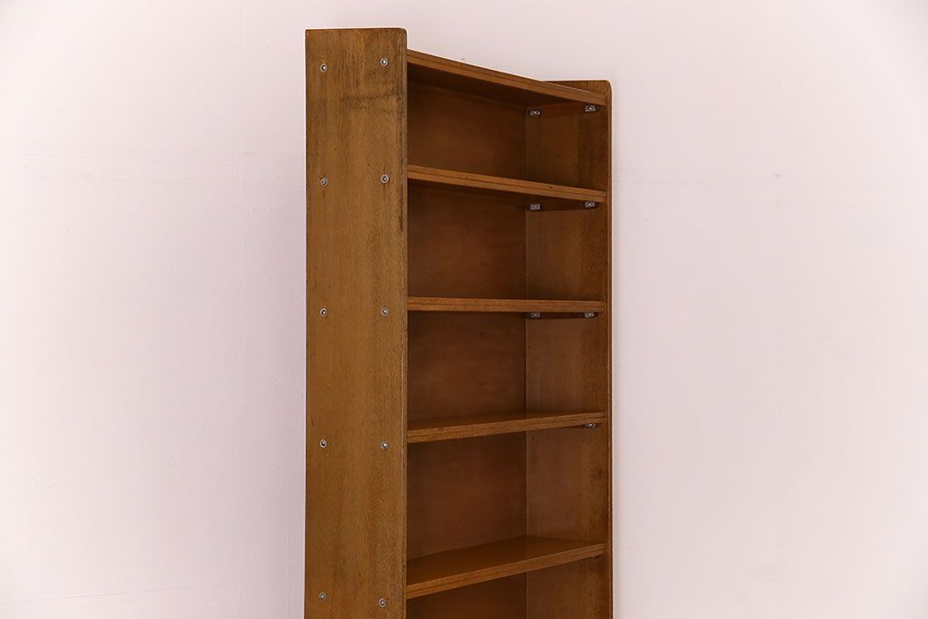 レトロ家具　昭和レトロ　背の高いシンプルなアンティーク本棚(飾り棚・シェルフ)