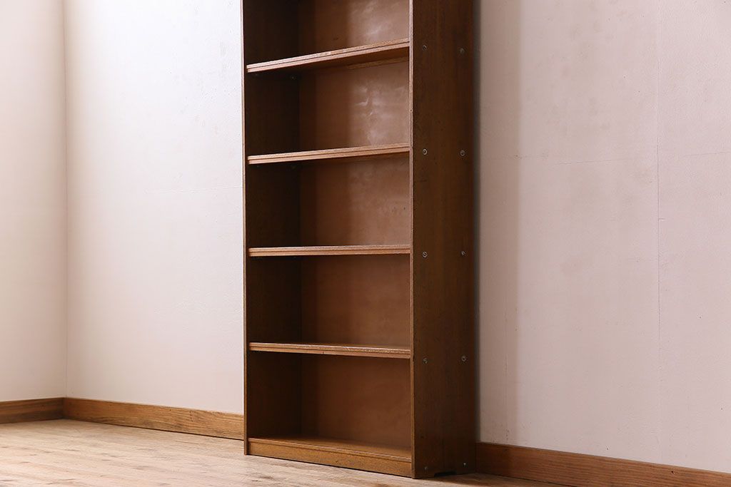 レトロ家具　昭和レトロ　背の高いシンプルなアンティーク本棚(飾り棚・シェルフ)