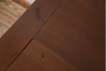 アンティーク家具　古材天板!オリーブグリーンペイント鉄脚のダイニングテーブル