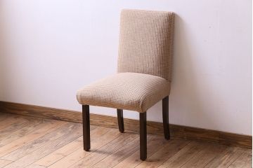 アンティーク家具　シンプルなアンティークチェア(布座面・ファブリック)(1)