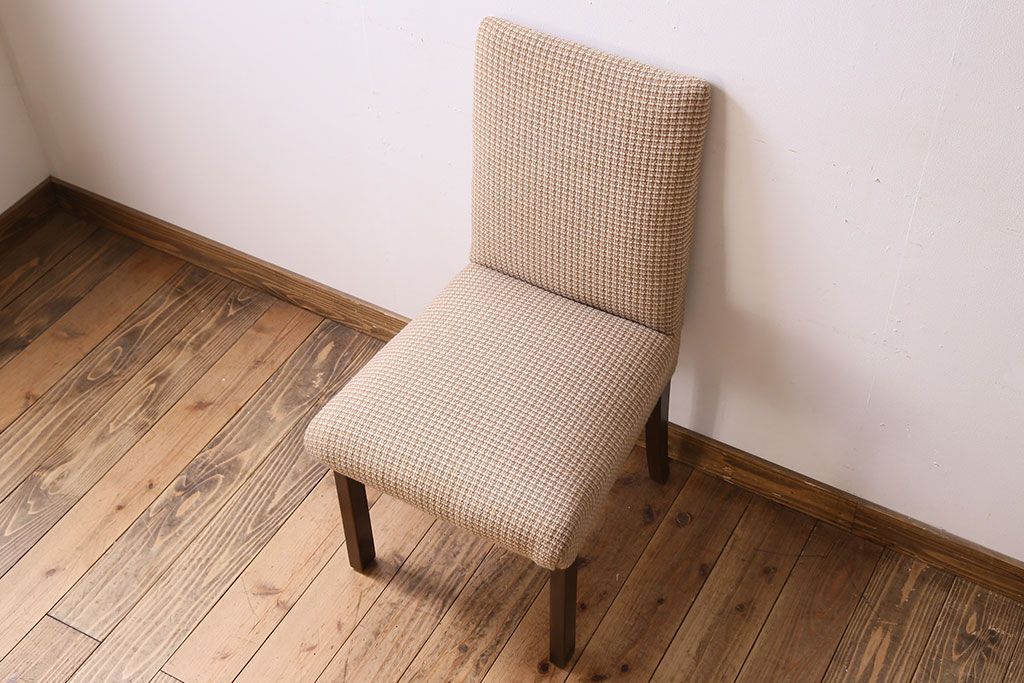 アンティーク家具　シンプルなアンティークチェア(布座面・ファブリック)(2)