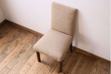 アンティーク家具　シンプルなアンティークチェア(布座面・ファブリック)(2)