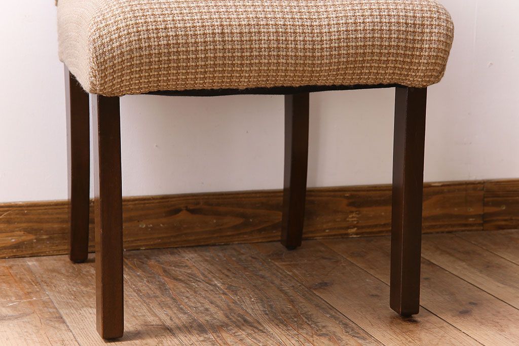 アンティーク家具　シンプルなアンティークチェア(布座面・ファブリック)(2)