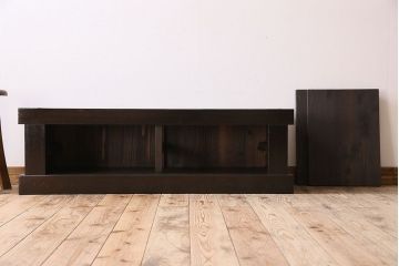 アンティーク家具　明治大正期　四尺　古民具・骨董　水屋箪笥ローボード(テレビ台、キャビネット、収納棚)