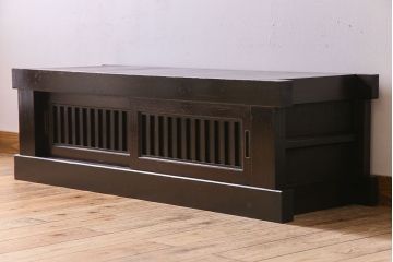 アンティーク家具　明治大正期　四尺　古民具・骨董　水屋箪笥ローボード(テレビ台、キャビネット、収納棚)