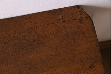 アンティーク雑貨　ナラ材　昭和レトロ　学校のシンプルな角スツール2脚セット(1)