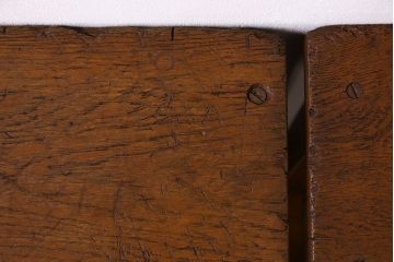 アンティーク雑貨　ナラ材　昭和レトロ　学校のシンプルな角スツール2脚セット(1)