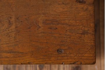 アンティーク雑貨　ナラ材　昭和レトロ　学校のシンプルな角スツール(2)