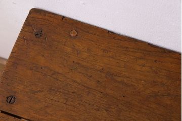 アンティーク雑貨　ナラ材　昭和レトロ　学校のシンプルな角スツール(2)