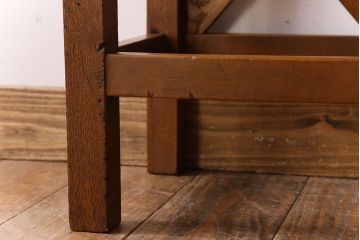 アンティーク雑貨　ナラ材　昭和レトロ　学校のシンプルな角スツール(2)