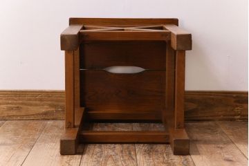 アンティーク雑貨　ナラ材　昭和レトロ　学校のシンプルな角スツール(2)