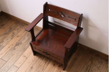 中古　民芸家具風デザイン　座敷椅子(座イス)(2)