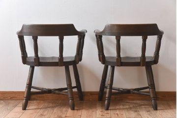 中古　高級品　飛騨産業　PROVINCIAL(プロヴィンシャル・プロビンシャル)　キツツキ　スモーカーズボウ(アームチェア)2脚セット(1)(定価約18万円/1脚)