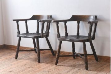 中古　高級品　飛騨産業　PROVINCIAL(プロヴィンシャル・プロビンシャル)　キツツキ　スモーカーズボウ(アームチェア)2脚セット(2)(定価約18万円/1脚)