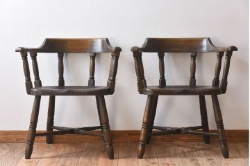 中古　高級品　飛騨産業　PROVINCIAL(プロヴィンシャル・プロビンシャル)　キツツキ　スモーカーズボウ(アームチェア)2脚セット(2)(定価約18万円/1脚)