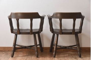 中古　高級品　飛騨産業　PROVINCIAL(プロヴィンシャル・プロビンシャル)　キツツキ　スモーカーズボウ(アームチェア)2脚セット(2)(定価約18万円/1脚)