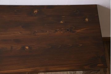 アンティーク家具　結霜ガラス入り!　和製アンティーク　鉄脚箪笥ローボード