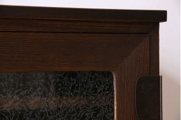 アンティーク家具　結霜ガラス入り!　和製アンティーク　鉄脚箪笥ローボード