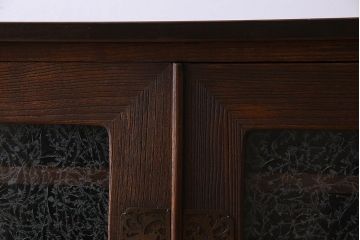 アンティーク家具　結霜ガラス入り!　和製アンティーク　鉄脚箪笥ローボード