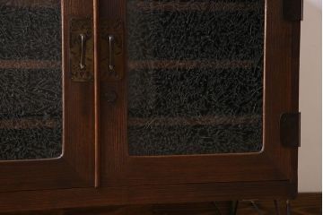 アンティーク家具　結霜ガラス入り!　和製アンティーク　鉄脚箪笥ローボード