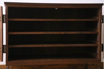 アンティーク家具　結霜ガラス入り!　和製アンティーク　鉄脚箪笥ローボード