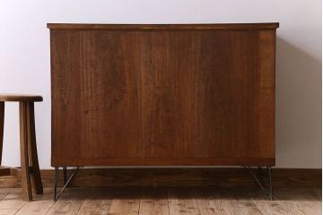 アンティーク家具　結霜ガラス入り!　和製アンティーク　鉄脚箪笥ローボード